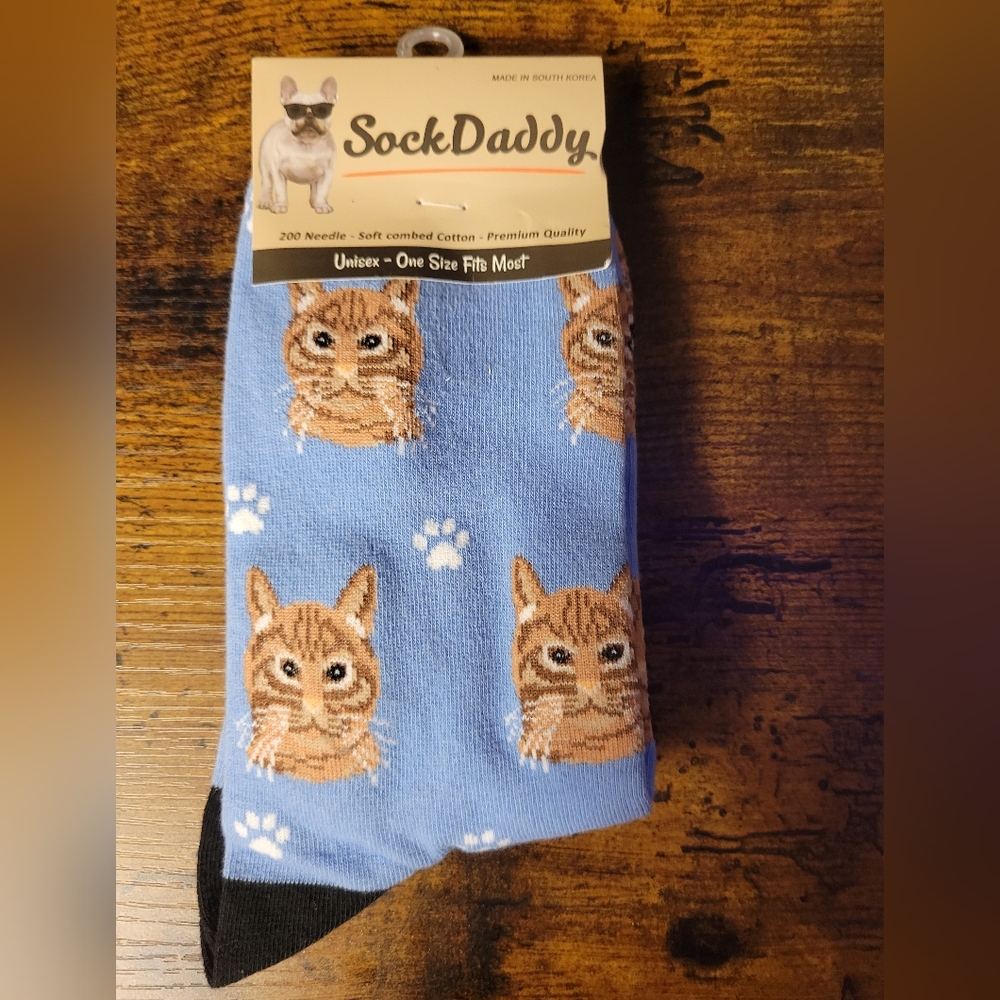 Sock daddy one size unisex socks-orange cat/blue,black